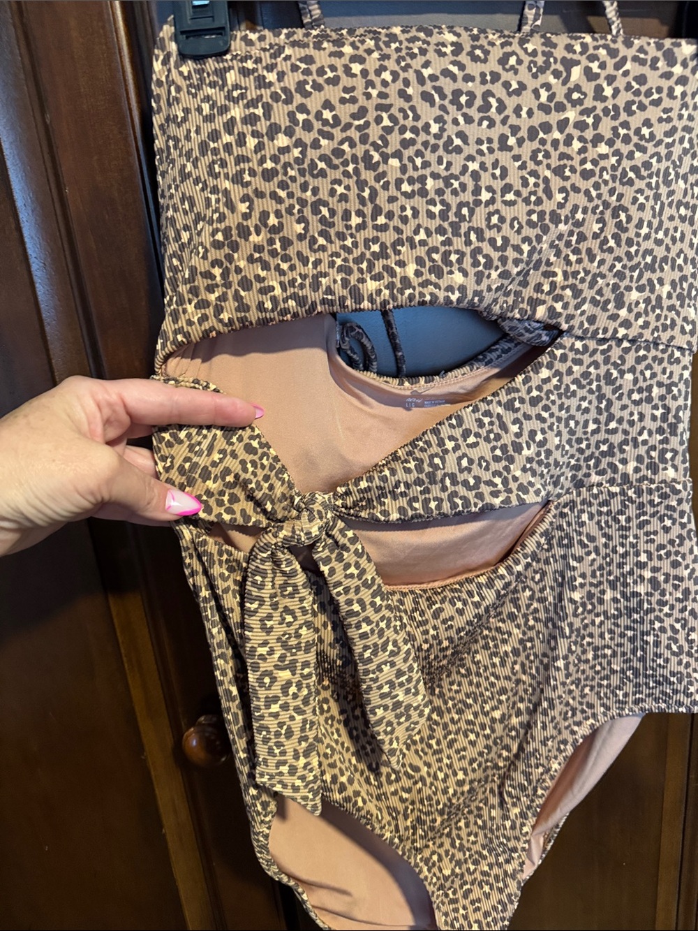 Aerie AE Leopard Print One-Piece Swimsuit in Tan and Black New without Tags - Picture 2 of 6